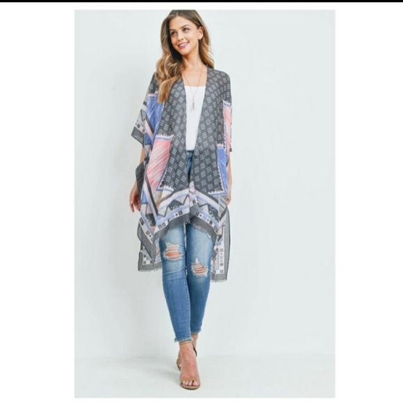 🔥Beautiful Blue Boho Kimono Top - Picture 6 of 6